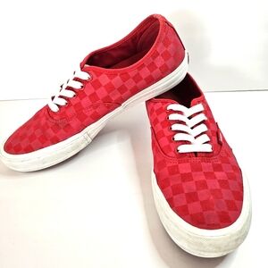 Vans Pro Reflective Red Checkered Canvas Sneakers Size 11 Mens Skater Grunge